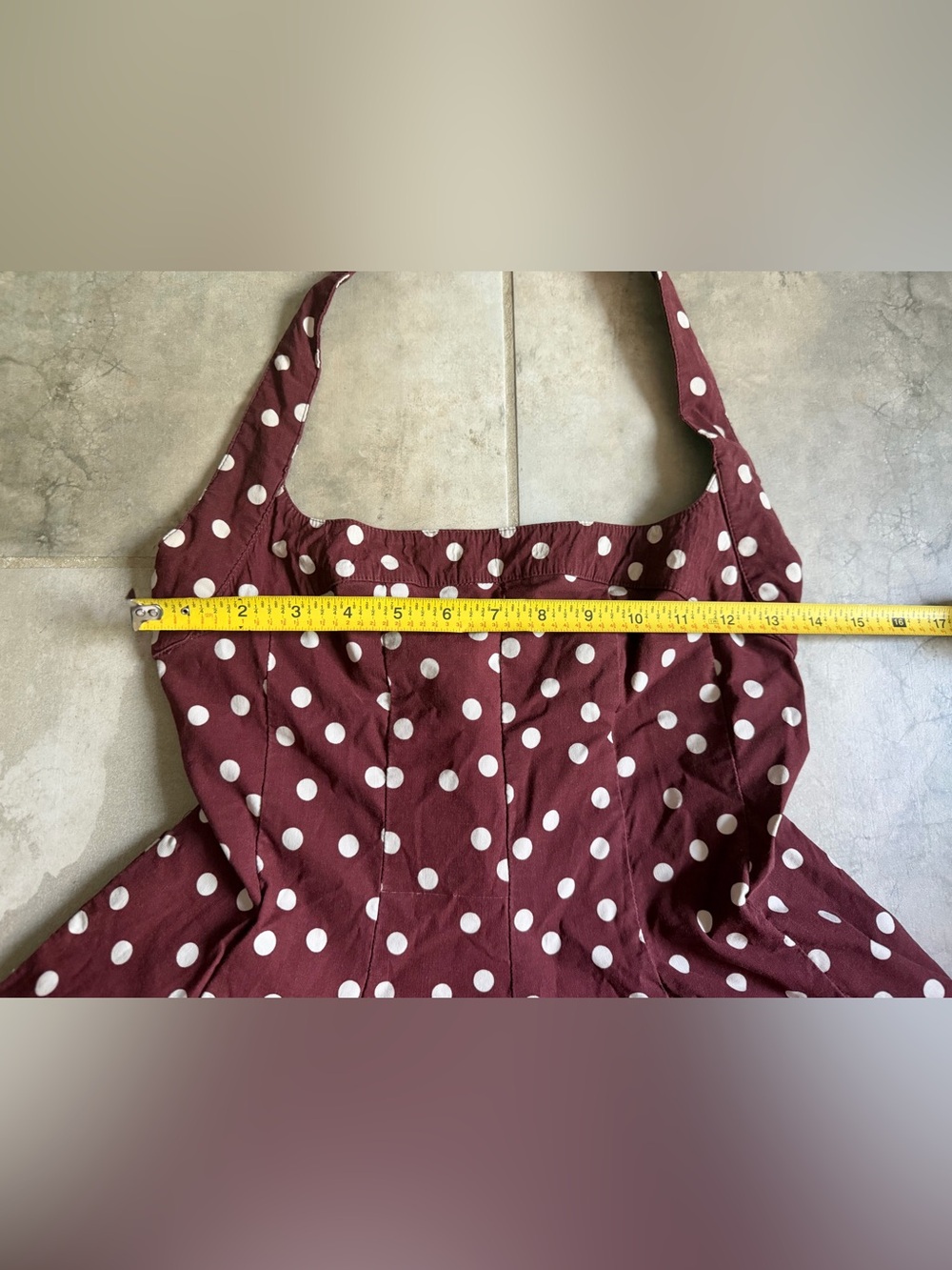 Anthropologie Maeve Halter Square-Neck Skater Mini Dress Maroon Brown Motif S - Picture 7 of 9